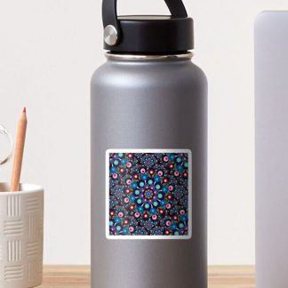Sticker, Starry Night Dot Mandala Scale Tile Pattern designed and sold by Triplicate Limited
