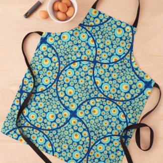 Apron, Starry Night On Sea Doodle Art Deco Ogee Fans designed and sold by Triplicate Limited