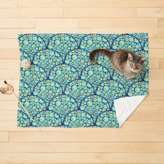 Pet Blanket, Starry Night On Sea Doodle Art Deco Scallop designed and sold by Triplicate Limited