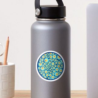 Sticker, Starry Night On Sea Doodle Polka Dots designed and sold by Triplicate Limited