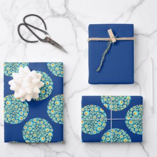 Starry Night On Sea Doodle Polka Dots Wrapping Paper Sheets