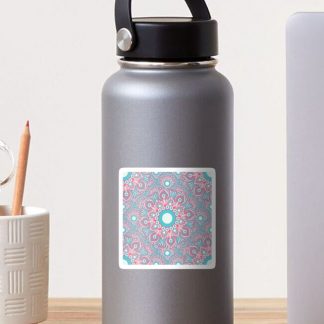 Sticker, Sunset on Sea Anemone Polka Dot Mandala Scallop designed and sold by Triplicate Limited