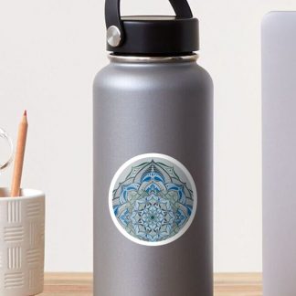 Sticker, Ultra Steady Mandala Grey Polka Dot designed and sold by Triplicate Limited