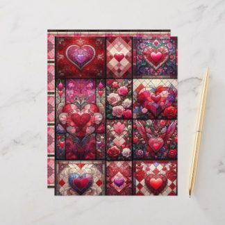 Valentines Stained Glass Scrapbook Paper