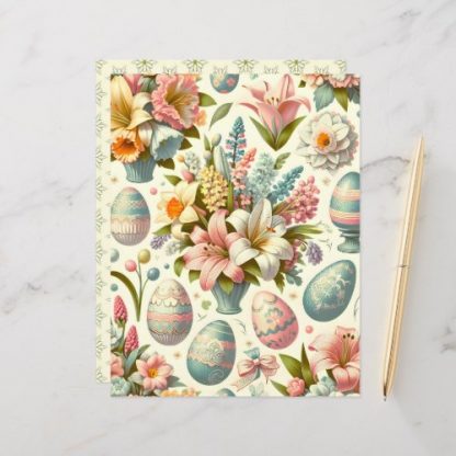 Vintage Floral Easter Scrapbook Paper