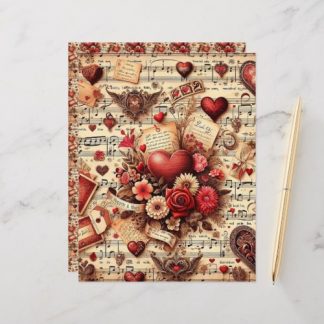 Vintage Valentines Ephemera Scrapbook Paper