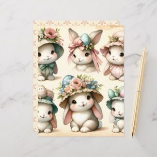 Vintage Watercolor Easter Bunnies Scrapbook Paper