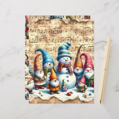 Vintage Watercolor Snowmen Scrapbook Paper