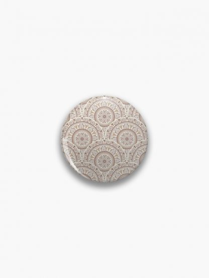 Pin, Warm Neutrals Cafe Ombre Dot Mandala Art Deco Scallop designed and sold by Triplicate Limited