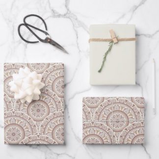 Warm Neutrals Cafe Ombre Dot Mandala Art Deco Wrapping Paper Sheets