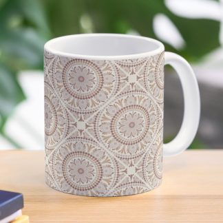 Coffee Mug, Warm Neutrals Cafe Ombre Dot Mandala Diamond Tile designed and sold by Triplicate Limited