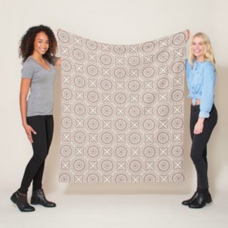 Warm Neutrals Cafe Ombre Dot Mandala Diamond Tile Fleece Blanket