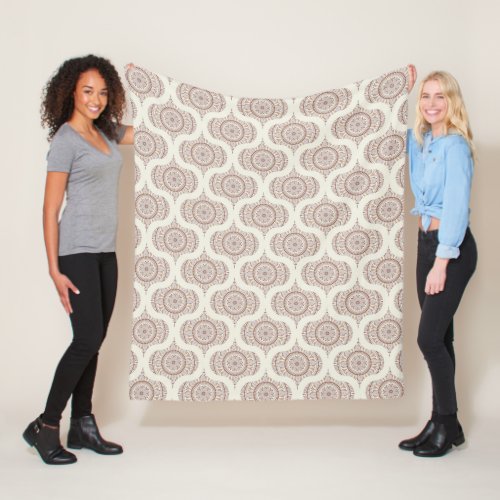 Warm Neutrals Cafe Ombre Dot Mandala Mid Mod Ogee Fleece Blanket
