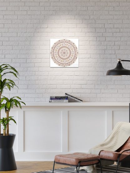 Metal Print, Warm Neutrals Cafe Ombre Polka Dot Mandala designed and sold by Triplicate Limited