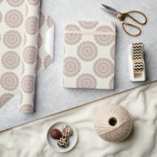 Warm Neutrals Cafe Ombre Polka Dot Mandala Wrapping Paper