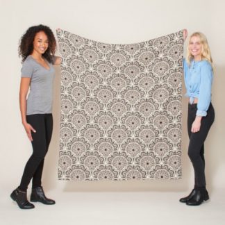 Warm Neutrals Espresso Dot Mandala Art Deco Scales Fleece Blanket