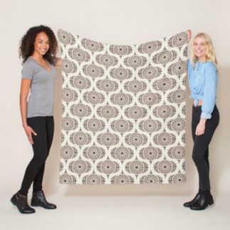Warm Neutrals Espresso Dot Mandala Retro Ogee Fleece Blanket