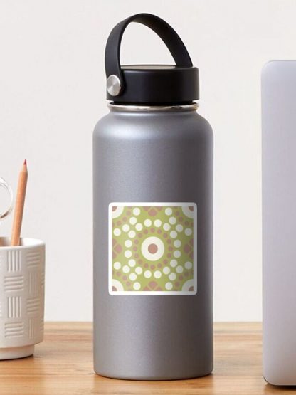 Sticker, Warm Neutrals Minimalist Dot Mandala Diamond Tile designed and sold by Triplicate Limited