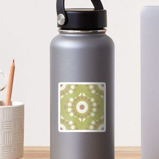 Sticker, Warm Neutrals Minimalist Dot Mandala Ogee designed and sold by Triplicate Limited