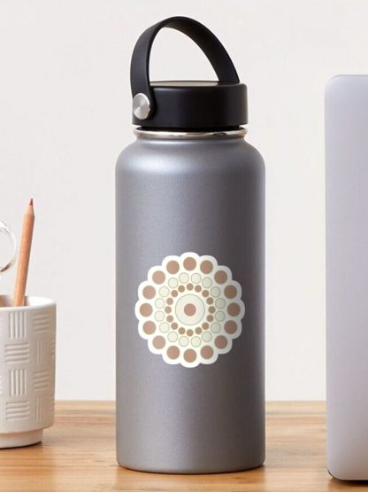 Sticker, Warm Neutrals Minimalist Polka Dot Mandala designed and sold by Triplicate Limited