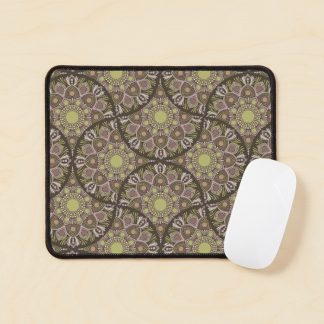 Mouse Pad, Warm Neutrals Pistachio Biscotti Dot Mandala Art Deco Fans designed and sold by Triplicate Limited