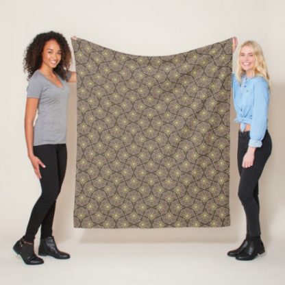 Warm Neutrals Pistachio Biscotti Dot Mandala Fans Fleece Blanket
