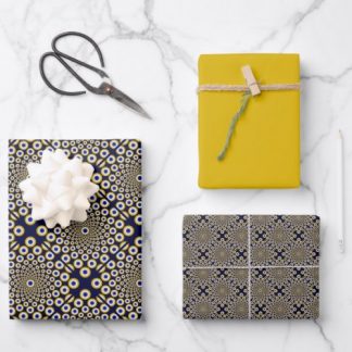 We Are Watching You Navy And Gold Tiled Wrapping Paper Sheets