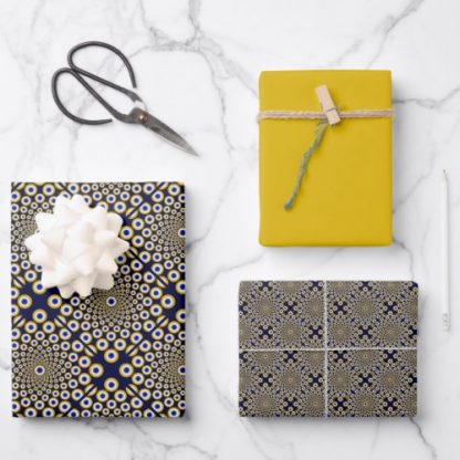 We Are Watching You Navy And Gold Tiled Wrapping Paper Sheets