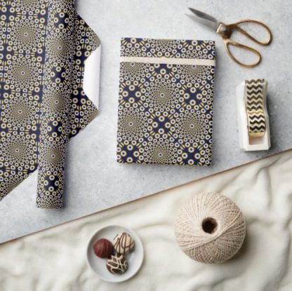 We Are Watching You Navy And Gold Tiled Wrapping Paper