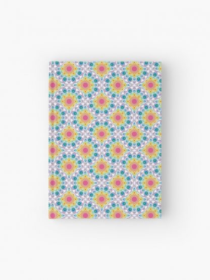 Journal, White Maximalist Rainbow Fountain Art Deco Fans designed and sold by Triplicate Limited