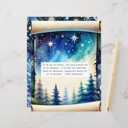 Winter Quote Blue Scrapbook Paper