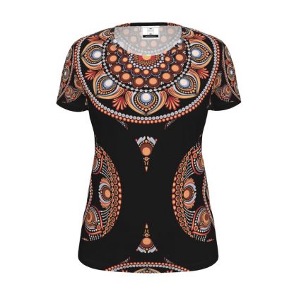 Womens T-Shirt Retro Safari Sunset Bohemian Mandala Pattern