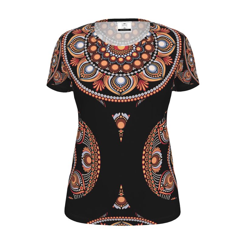 Womens T-Shirt Retro Safari Sunset Bohemian Mandala Pattern