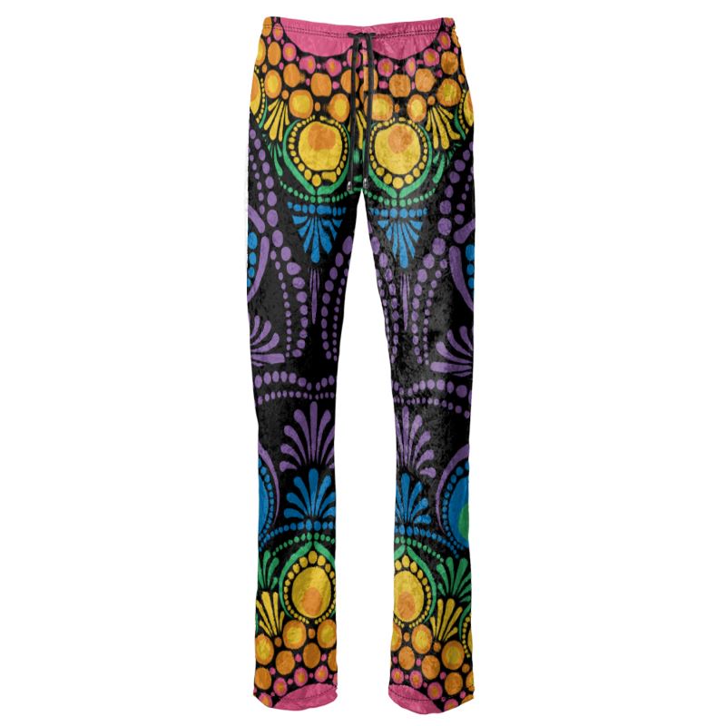 Womens Trousers Maximalist Rainbow Floral Fountain Mandala