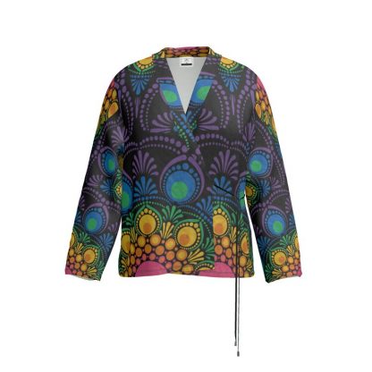Wrap Blazer Maximalist Rainbow Floral Fountain Mandala Art Deco