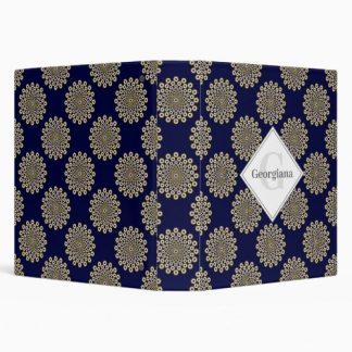 Monogram We Are Watching You Navy &amp; Gold Polka Dot 3 Ring Binder