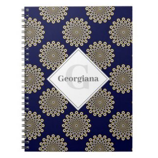 Monogram We Are Watching You Navy &amp; Gold Polka Dot Notebook
