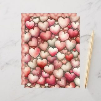 Vintage Watercolor Valentines Scrapbook Paper