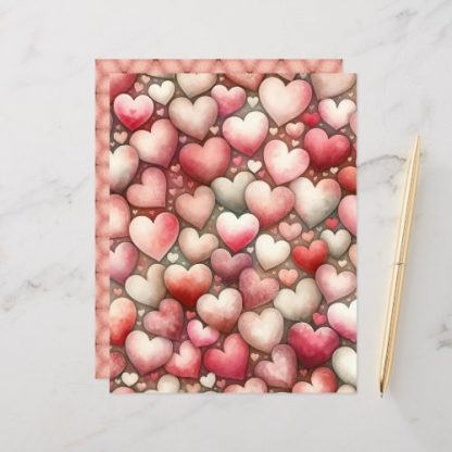 Vintage Watercolor Valentines Scrapbook Paper