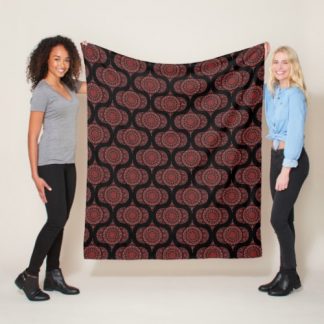 Cabernet Coral Whirl Dot Mandala Retro Ogee Fleece Blanket