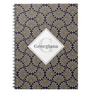 Custom Name We Are Watching You Navy &amp; Gold Retro Notebook
