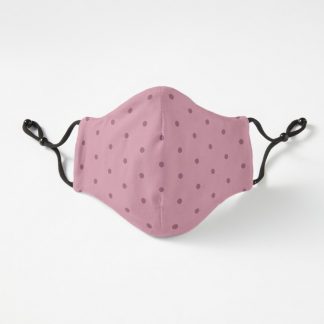 Mask, Geometric Dusky Rose Red Violet Polka Dots On Sea Pink designed and sold by Triplicate Limited