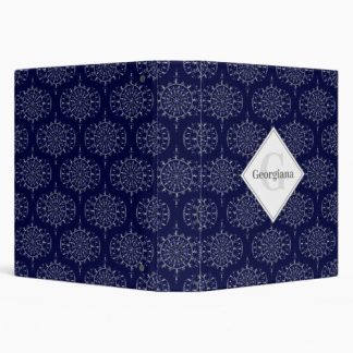 Personalized Ditsy Winter Snow Angels Snowmen Ogee 3 Ring Binder