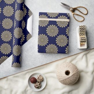 We Are Watching You Navy And Gold Polka Dots Wrapping Paper