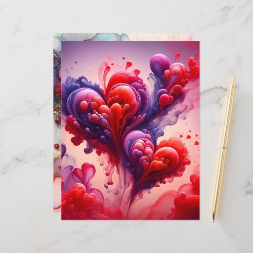 Alcohol Ink Hearts and Flowers Scrapbook Paper