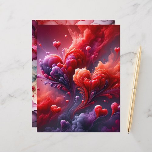 Alcohol Ink Hearts and Flowers Scrapbook Paper