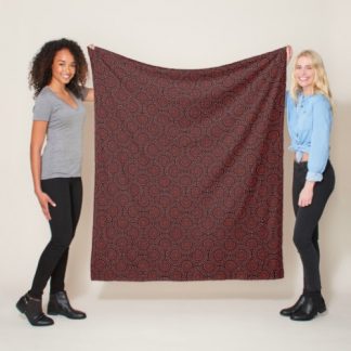 Cabernet Coral Whirl Dot Mandala Retro Ogee Fleece Blanket