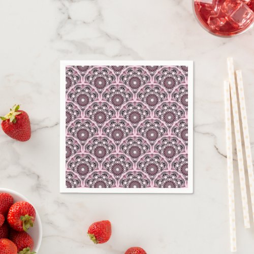 Cherry Blossom Dusky Rose Dot Mandala Art Deco Napkins