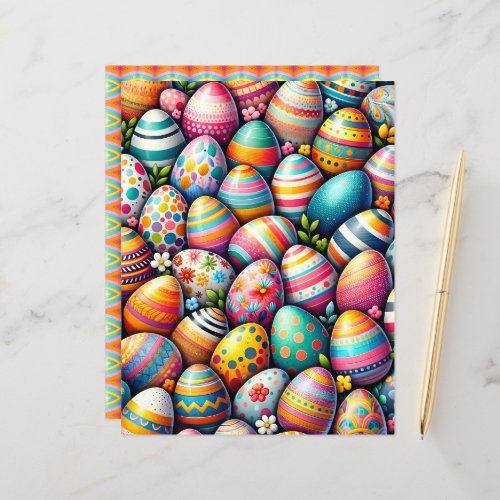 Colorful Easter Eggs Scrapbook Paper