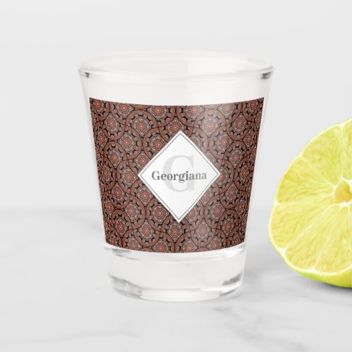 Custom Name Art Deco Safari Sunset Boho Mandala Shot Glass
